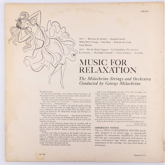 The Melachrino Strings Moods In Music For Relaxation 1958 12" LP Record LSP-1001 - Picture 2 of 16